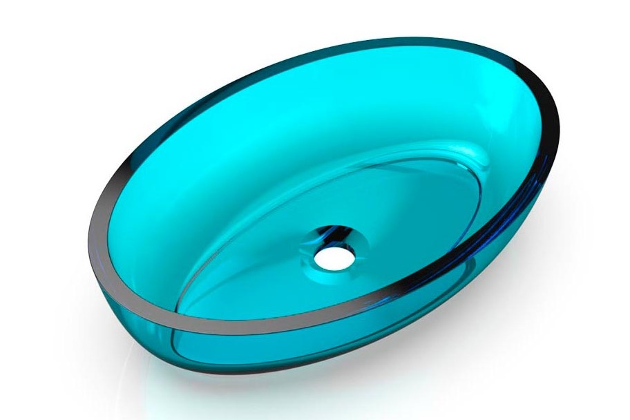 KNIEF OVAL Shape Раковина накладная 550x370x130 мм без перелива, хром/100 Aquamarin Blue арт. 36903