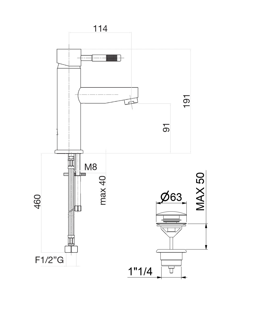 Смеситель для раковины (с донным клапаном) Fiore XENON 44NN5271, черный арт. 162282
