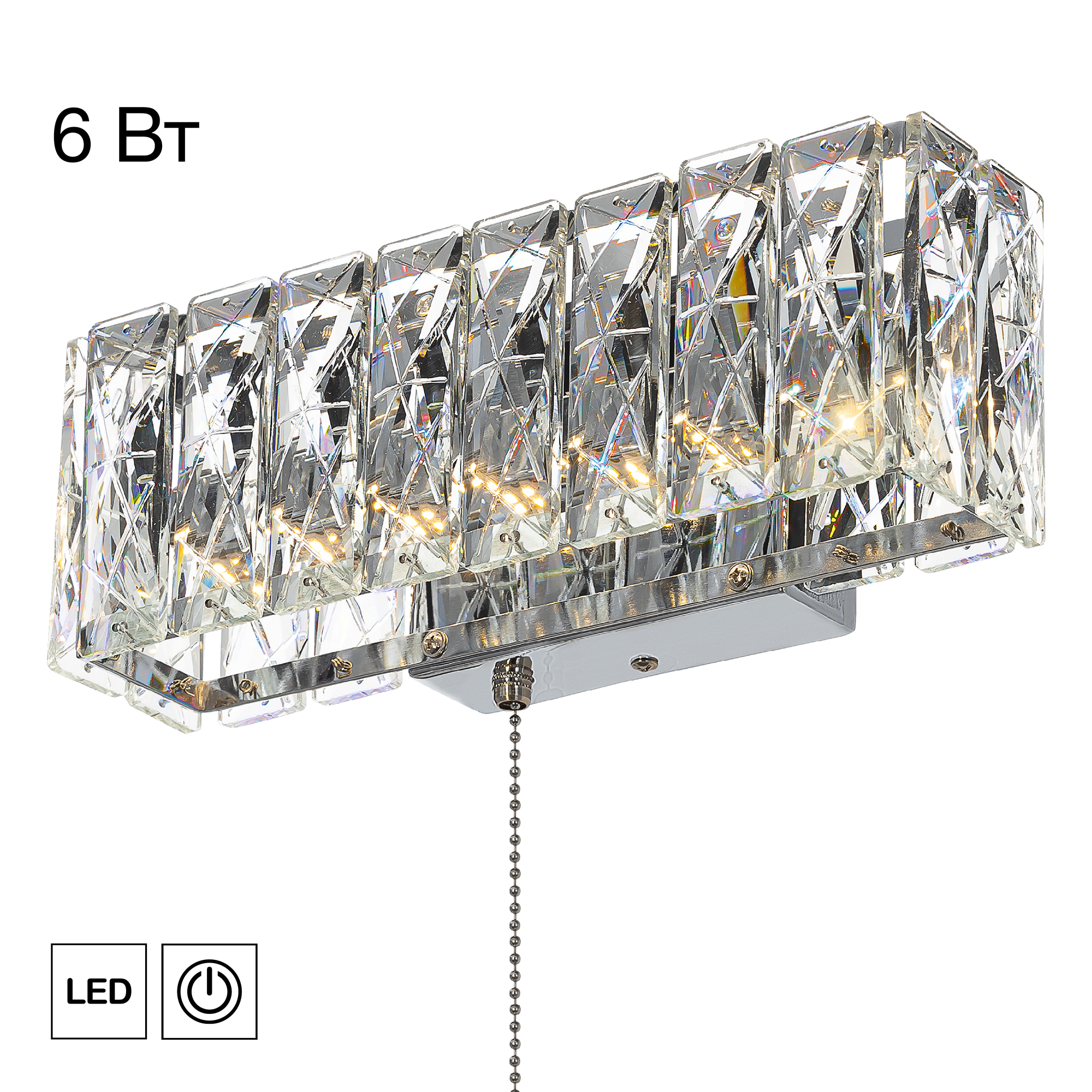 Citilux PALANT CL325312 LED Бра хрустальное с выключателем Хром арт. 89626
