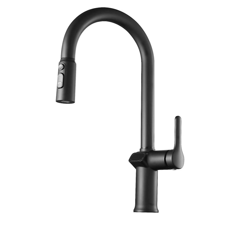 Смеситель для кухни с выдвижным изливом и дисплеем Esko Kitchen K15B LED, черный арт. 171685