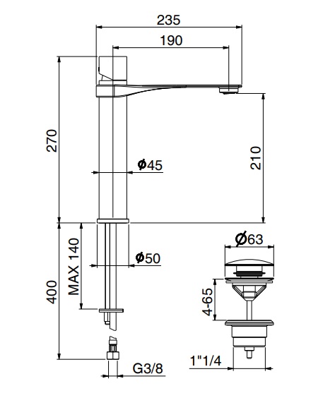 Смеситель для раковины Webert ONE-B NB830402015, хром/сталь арт. 161926