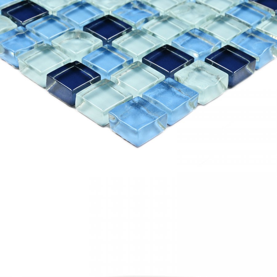 Плитка декоративная стеклянная Blue Drops/Голубые капли 8*15*15 300*300 арт. 90636