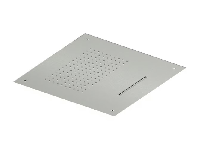 QUADRO DESIGN Душ потолочный встраиваемый с водопадом, 500х500 мм, Brushed Stainless Steel AISI316L арт. 40115