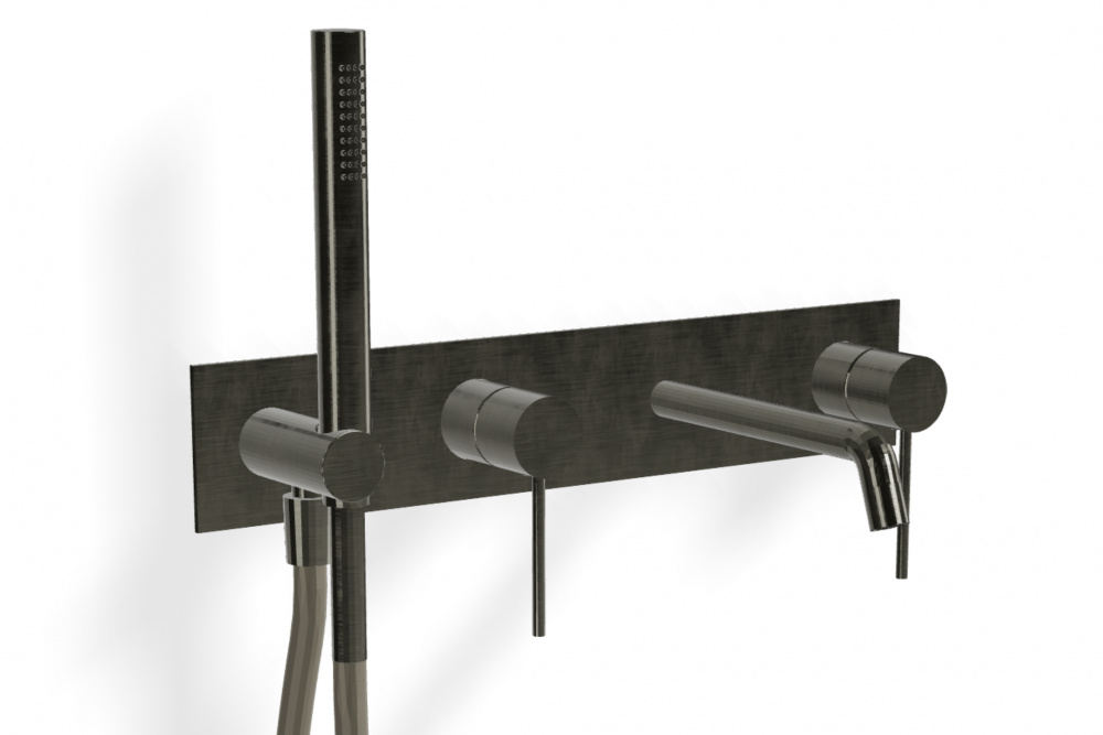 TREEMME Up+ Внешняя часть смесителя для ванны с ручным душем, CZ Brushed black chrome арт. 39652