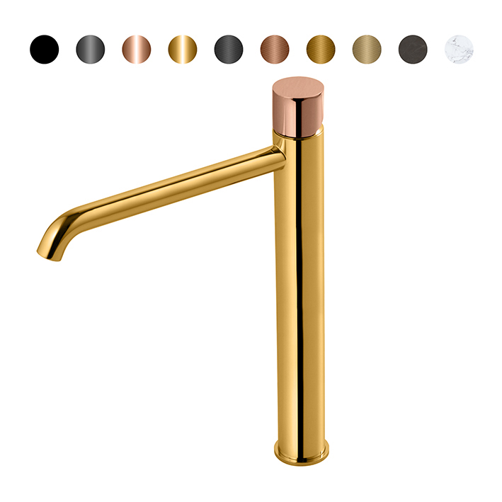NOKEN ROUND CUSTOM Смеситель для раковины высокий H306 мм, 3/8”, 5 л/мин, без ДК, золото/colors. арт. 57937