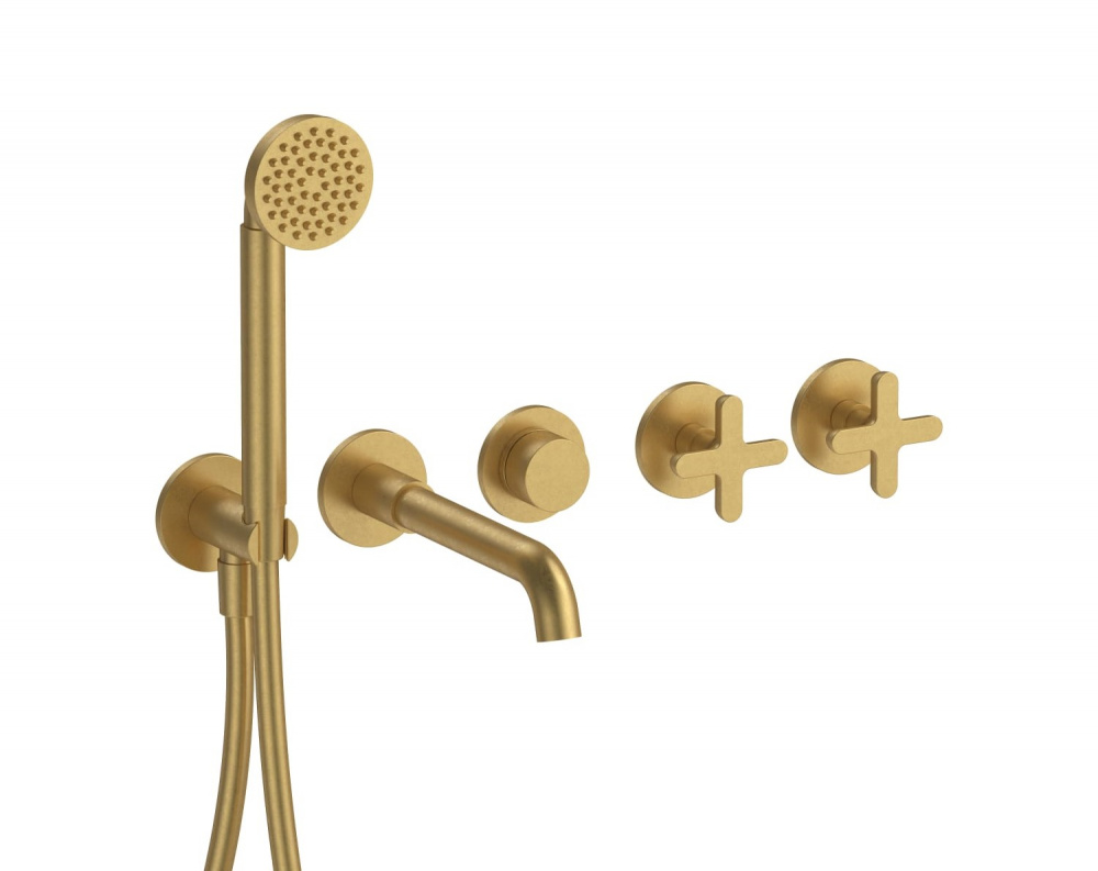 FANTINI ICONA CLASSIC Встроенный смеситель для ванны из стены, вылет 20 см, Pure Brass PVD арт. 39611