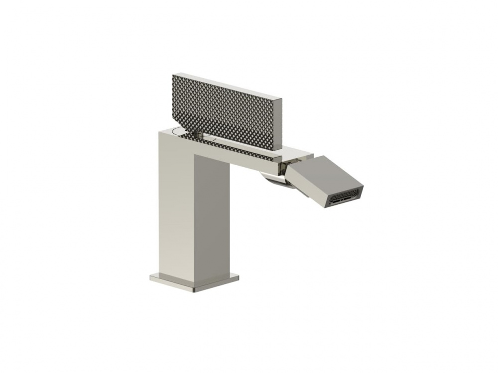 FANTINI O-XY Смеситель для биде на 1 отверстие, БЕЗ ДК, вылет 12,4 см, Polished Nickel PVD арт. 35582