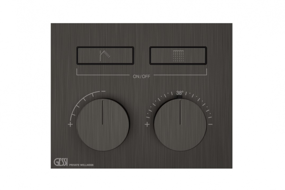 GESSI HI-FI COMPACT Внешняя часть термостата 2 режима, с кнопками вкл/выкл, Black Metal Brushed PVD арт. 39179