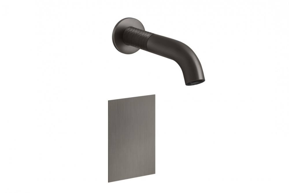 GESSI MECCANICA Внешняя часть сенсорного излива из стены, 6V, вылет 200 мм, Black Metal Brushed PVD арт. 34702