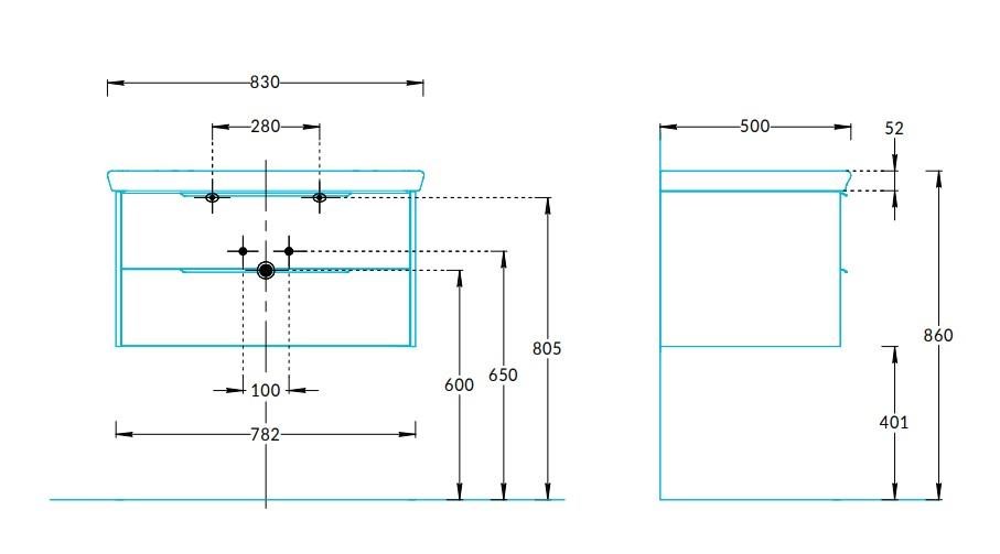 KMELWb80GWh1 Раковина Элеганс мебельная\подвесная 80 с одним отверстием, белая глянцевая арт. 202883