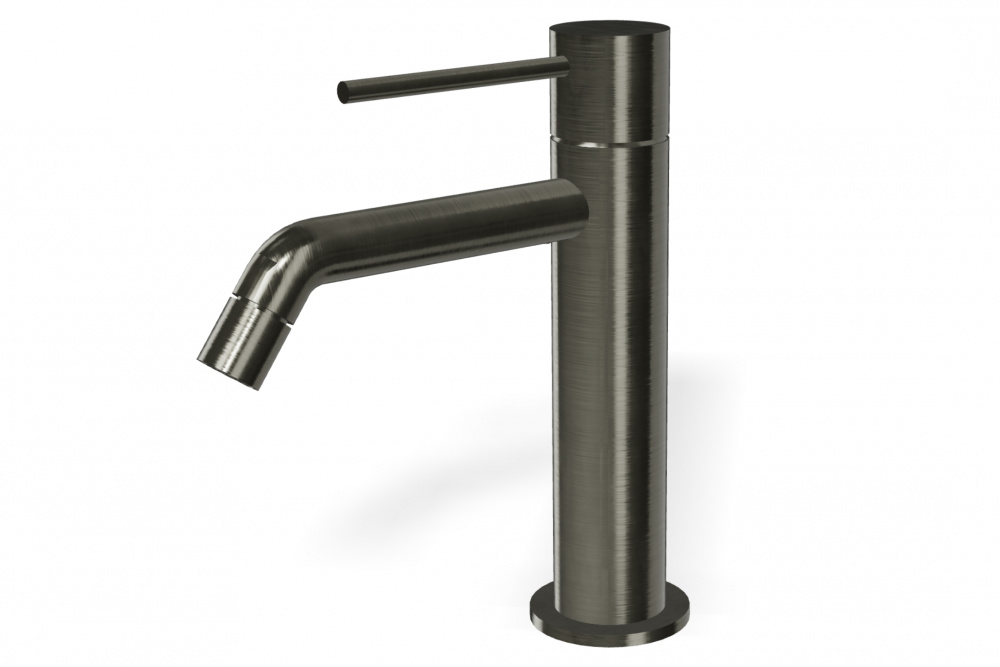 TREEMME Up+ Смеситель для раковины 103, без ДК, вынос 129 мм, CZ Brushed black chrome арт. 35647