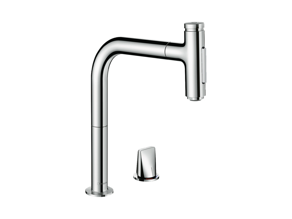 HANSGROHE Metris Select M71 Кухонный смеситель на 2 отверстия, однорычажный, 200, 2jet, sBox, хром арт. 40328