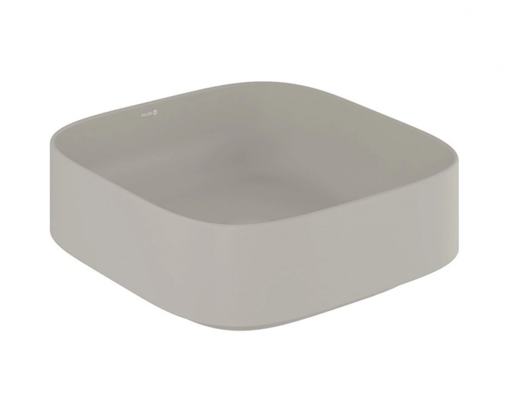 KLUDI RESA C Раковина накладная soft-edge, 40х40хH14 см, светло-серый матовый арт. 37095