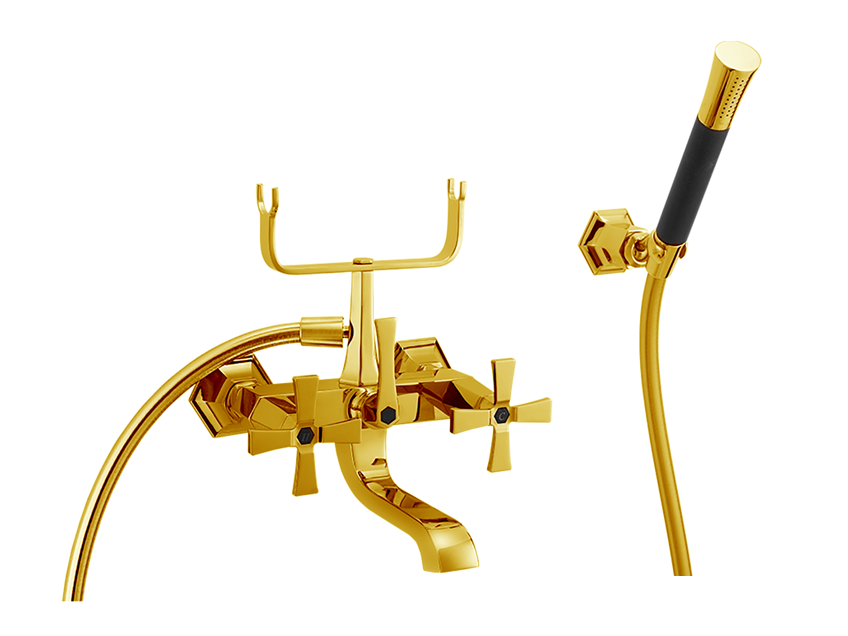 CISAL Chérie NEW Смеситель для ванны из стены с ручным душем, Oro/Negro Mate арт. 38399