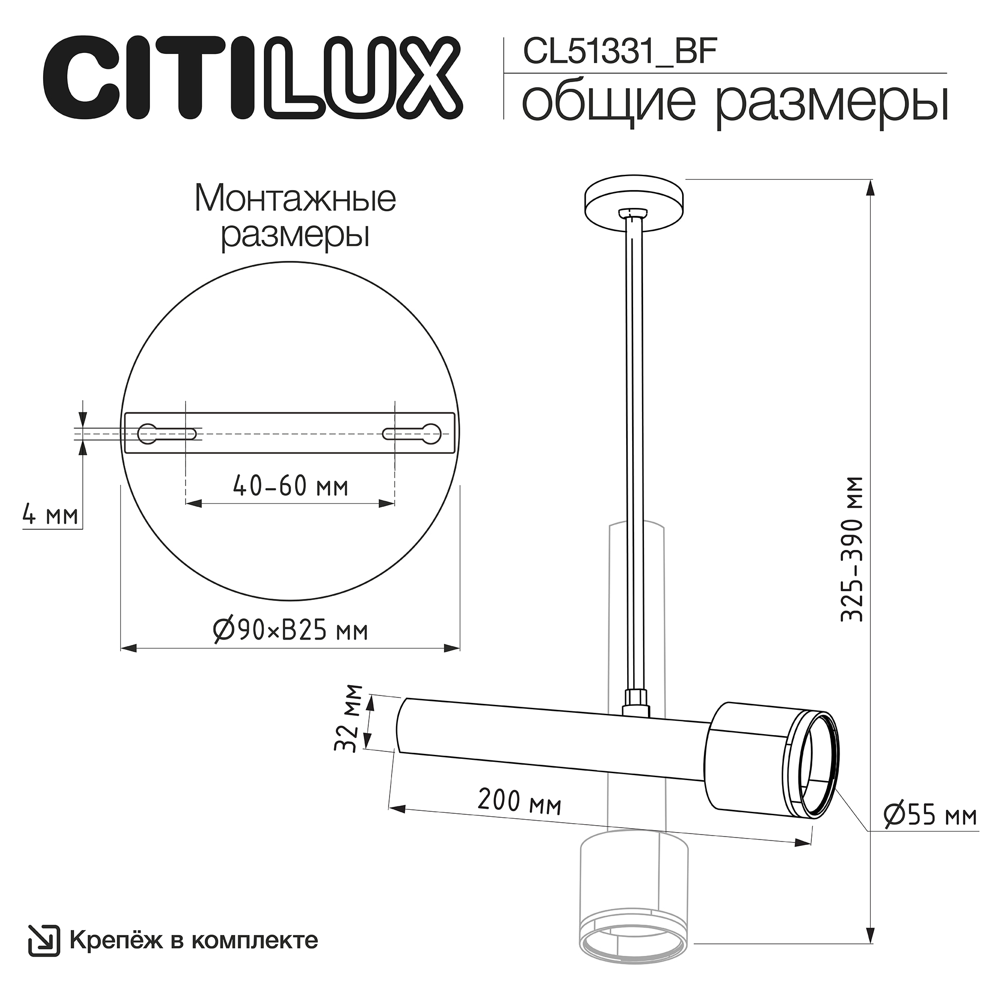 Citilux VEKTOR CL51331_BF Потолочный светильник на штанге Чёрный 30см арт. 209850