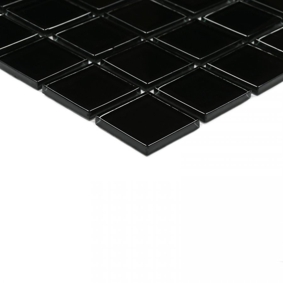 Плитка декоративная стеклянная Black glass/Чёрное стекло 4*25*25 300*300 арт. 90591