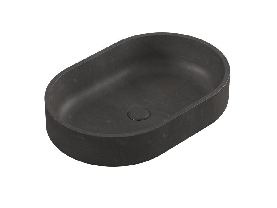 LANTIC KARON OVAL Раковина каменная на столешницу 60х40х14 см, Habana Dark арт. 36661