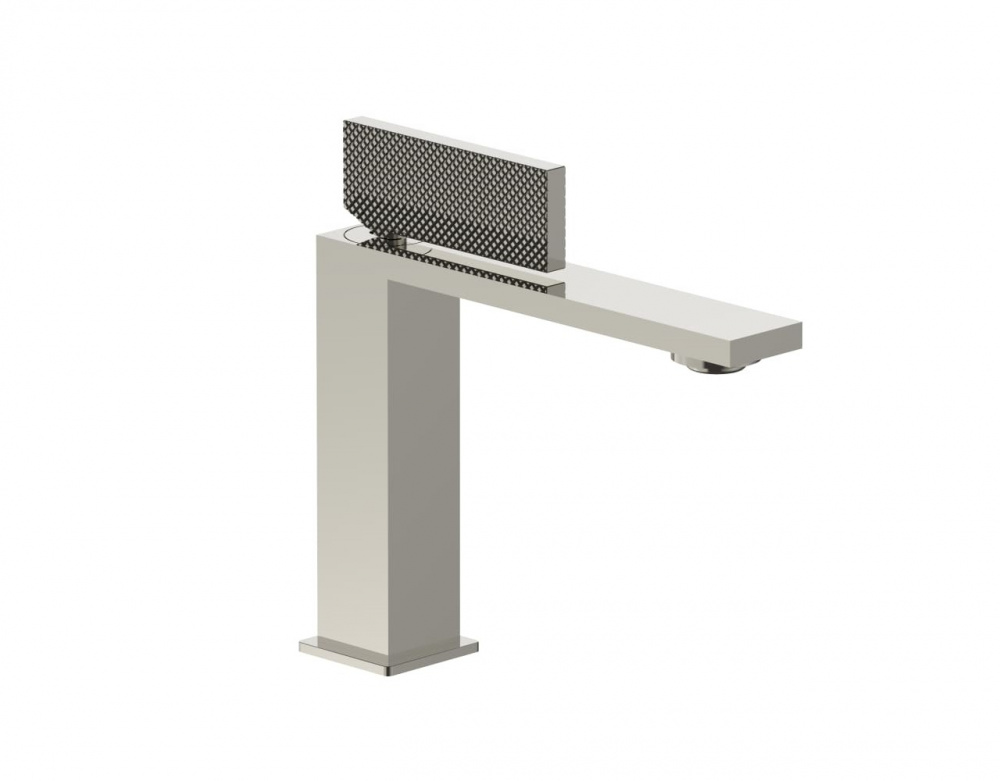 FANTINI O-XY Смеситель для раковины на 1 отверстие, БЕЗ ДК, вылет 13,5 см, Polished Nickel PVD арт. 35579