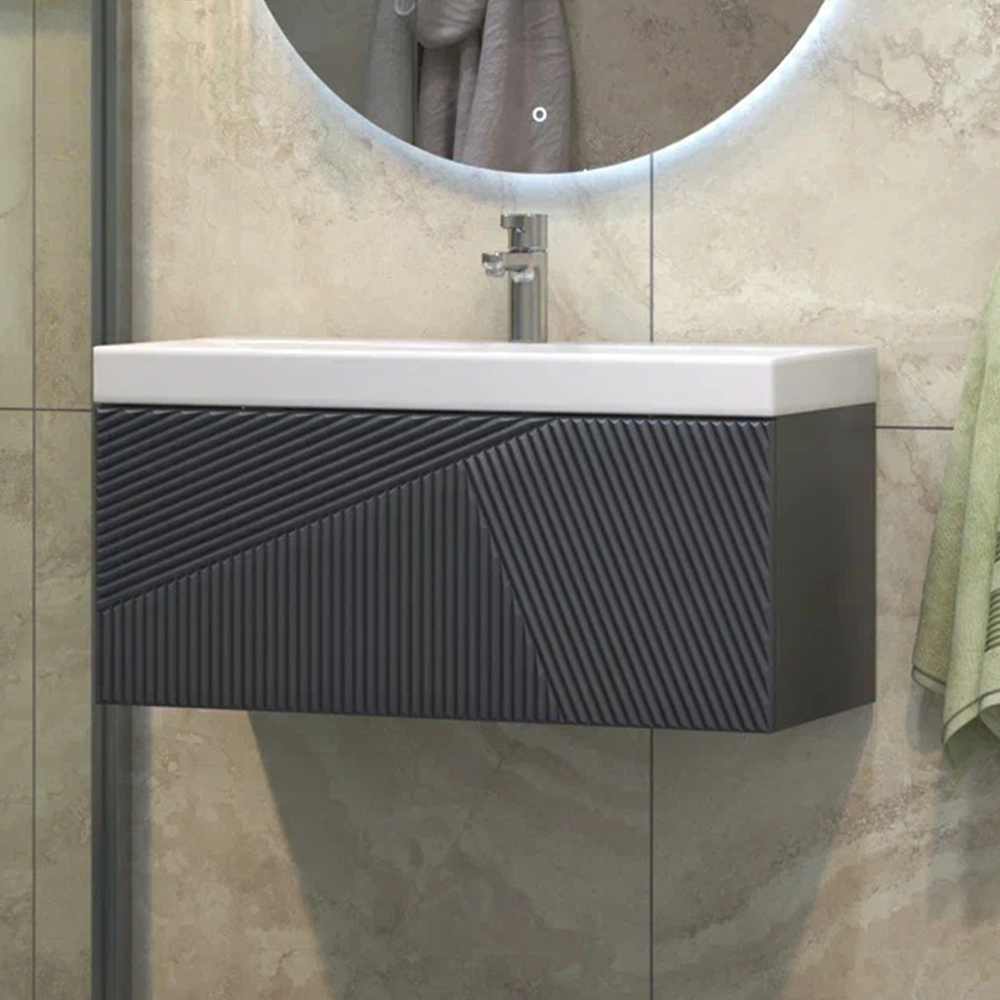 Тумба под раковину подвесная Velvex Edge tp.EDG.9696.80.1Y графит, 80 см арт. 177866