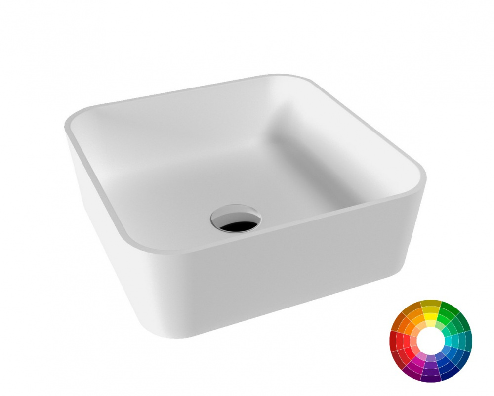 WHITECROSS Garnet Раковина накладная, 40,5x40,5хH13,5 см, SolidSurface RAL матовый арт. 37048