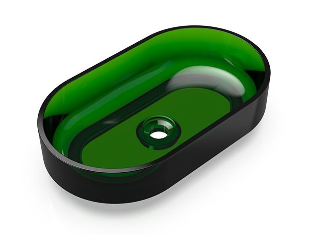 KNIEF ELLIPSE Shape Раковина накладная 550x320x140 мм без перелива, без отверстия, хром/90 Malachit арт. 36920
