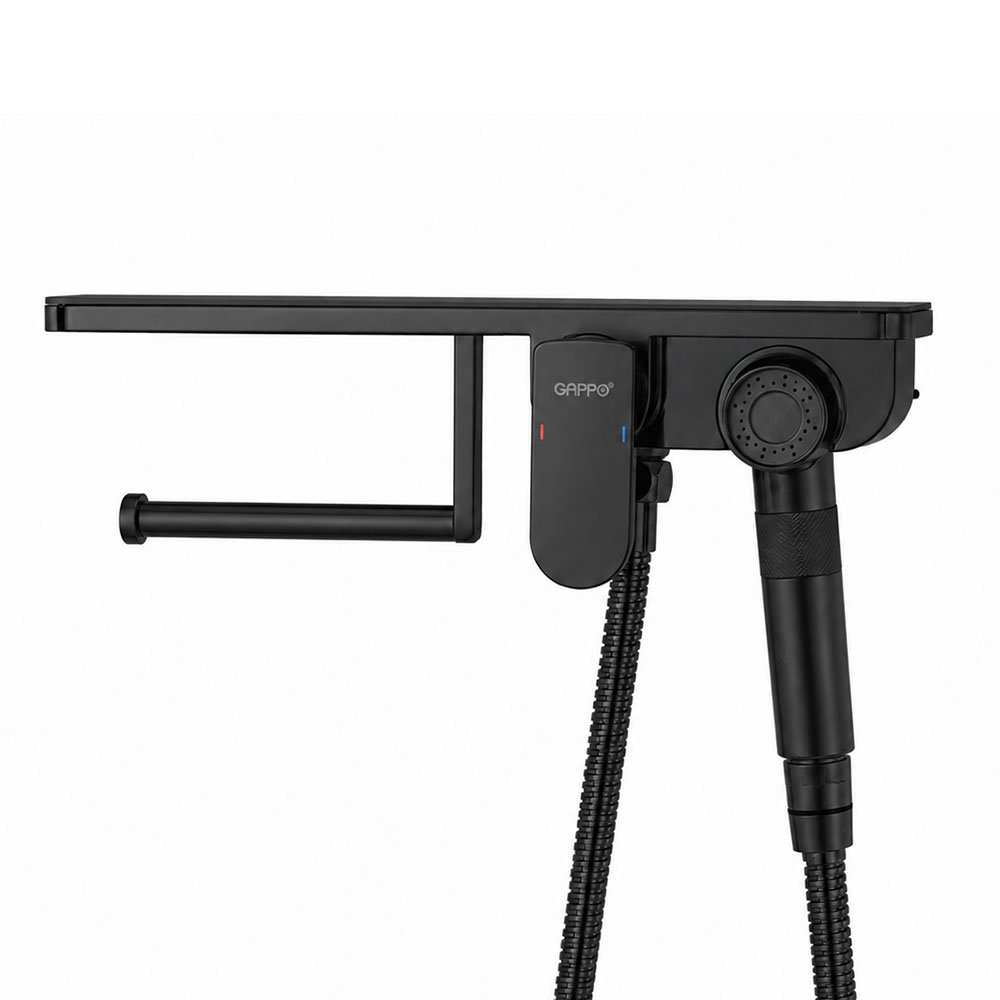 Гигиенический душ со смесителем и полочкой GAPPO G7295-16, черный арт. 189820