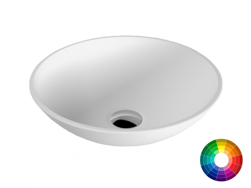 WHITECROSS Jade Раковина накладная, ø40,5хH13,5 см, SolidSurface RAL матовый арт. 37049