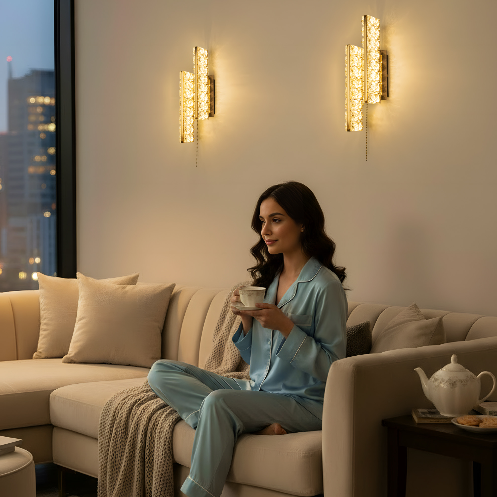 Citilux PALANT CL325422 LED Бра хрустальное с выключателем Чёрный+Бронза арт. 89627