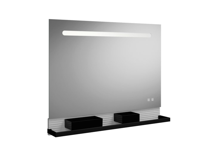 BURGBAD FIUMO Зеркало с подсветкой и полкой 1000xH700x30/150 мм, LED-light, 5700 K, 2 коробки чёрные арт. 33299