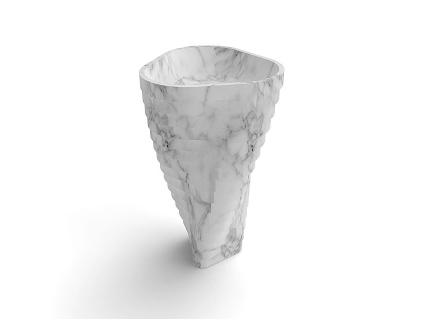 ANTL VORTICE Раковина напольная из камня, со сливом в пол, H85x49,5х52 см, Marmo Carrara арт. 36501