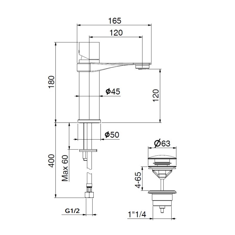 Смеситель для раковины Webert ONE-B NB830102741, белый/сталь арт. 161925