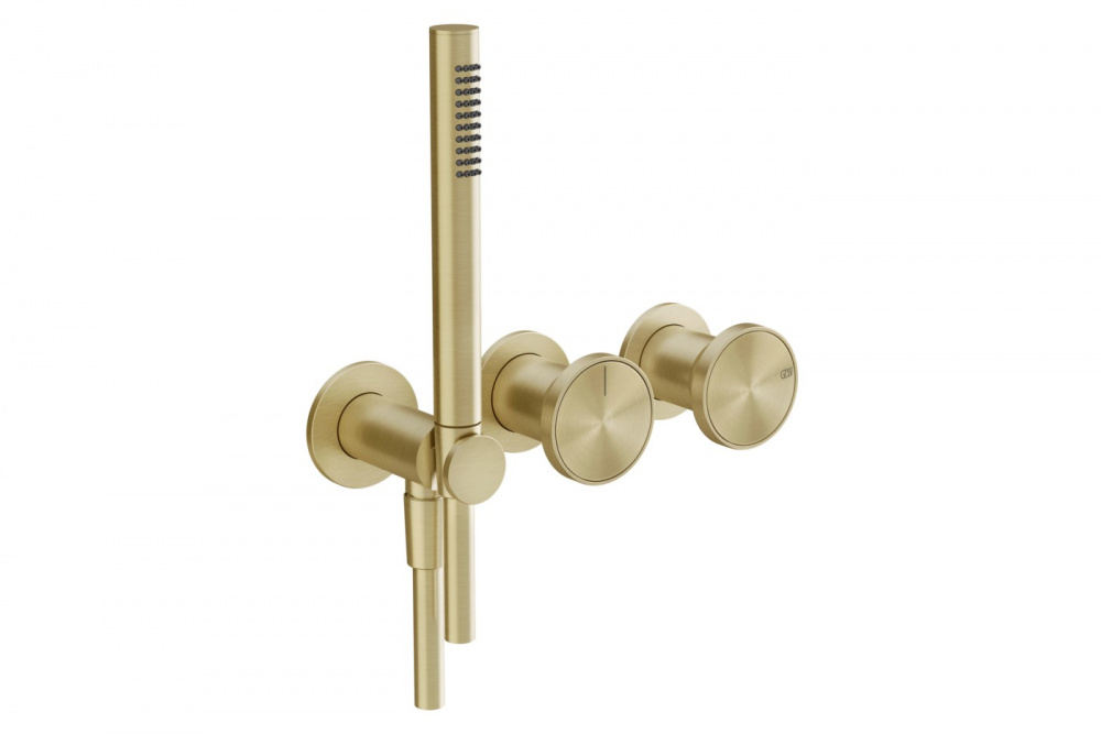 GESSI ORIGINI Внешние части смесителя для душа с ручным душем на 2 позиции, Brushed Brass PVD арт. 39667