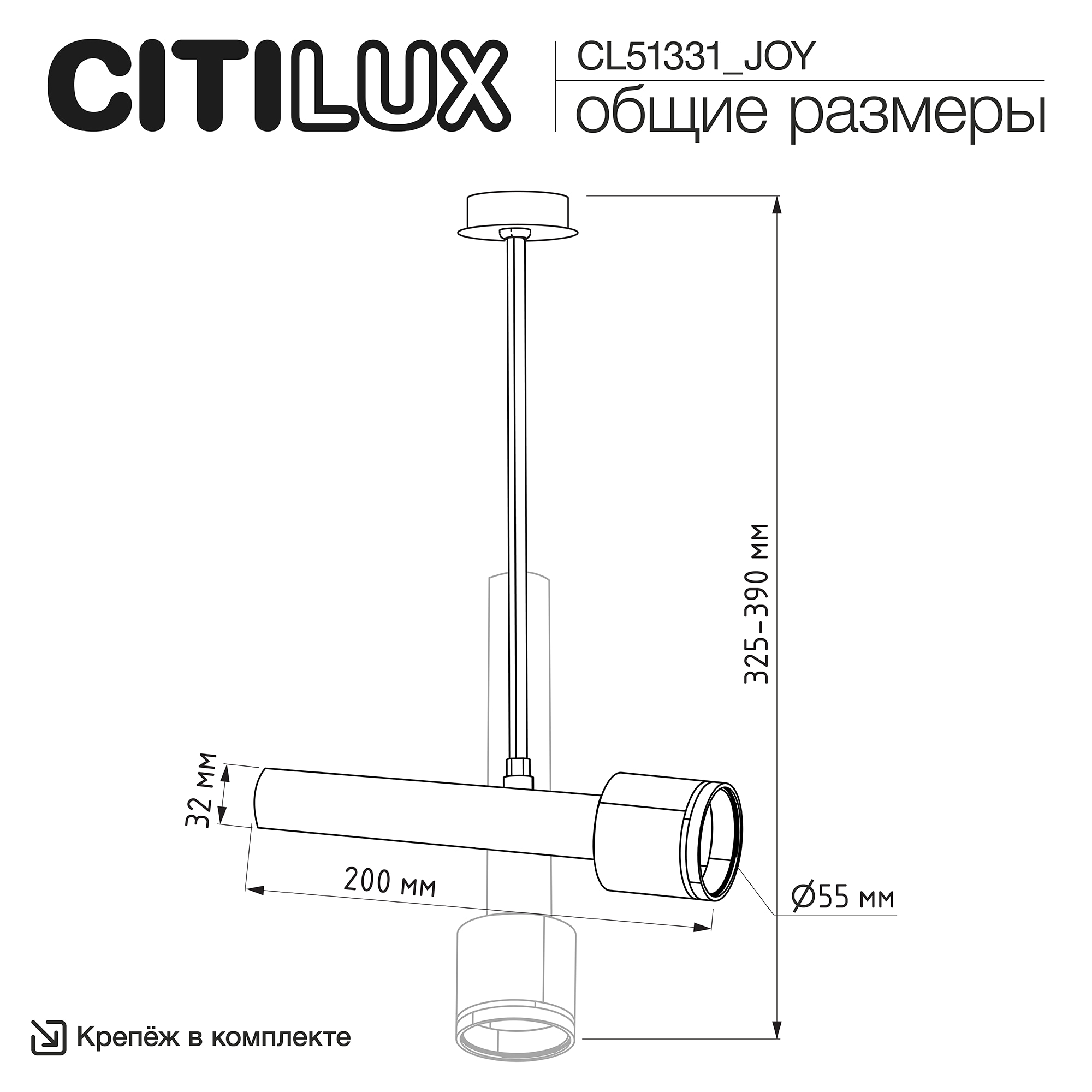 Citilux SkyPORT.10 VEKTOR CL51331_JOY Встраиваемый светильник на штанге Чёрный 30см арт. 209859