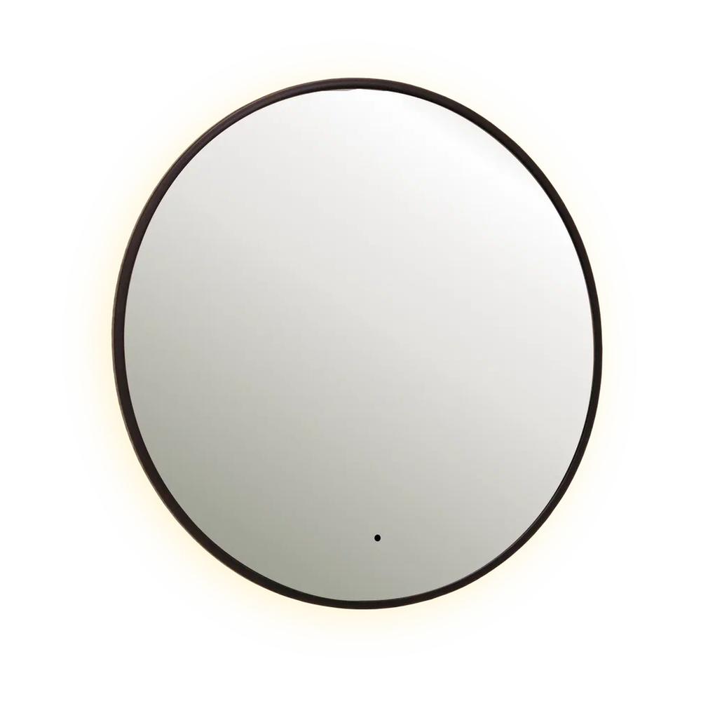 Зеркало Dreja SHINE 80х80 см, метал. рама, черный, беск. сенсор,  LED-подсветка, диммер арт. 179199