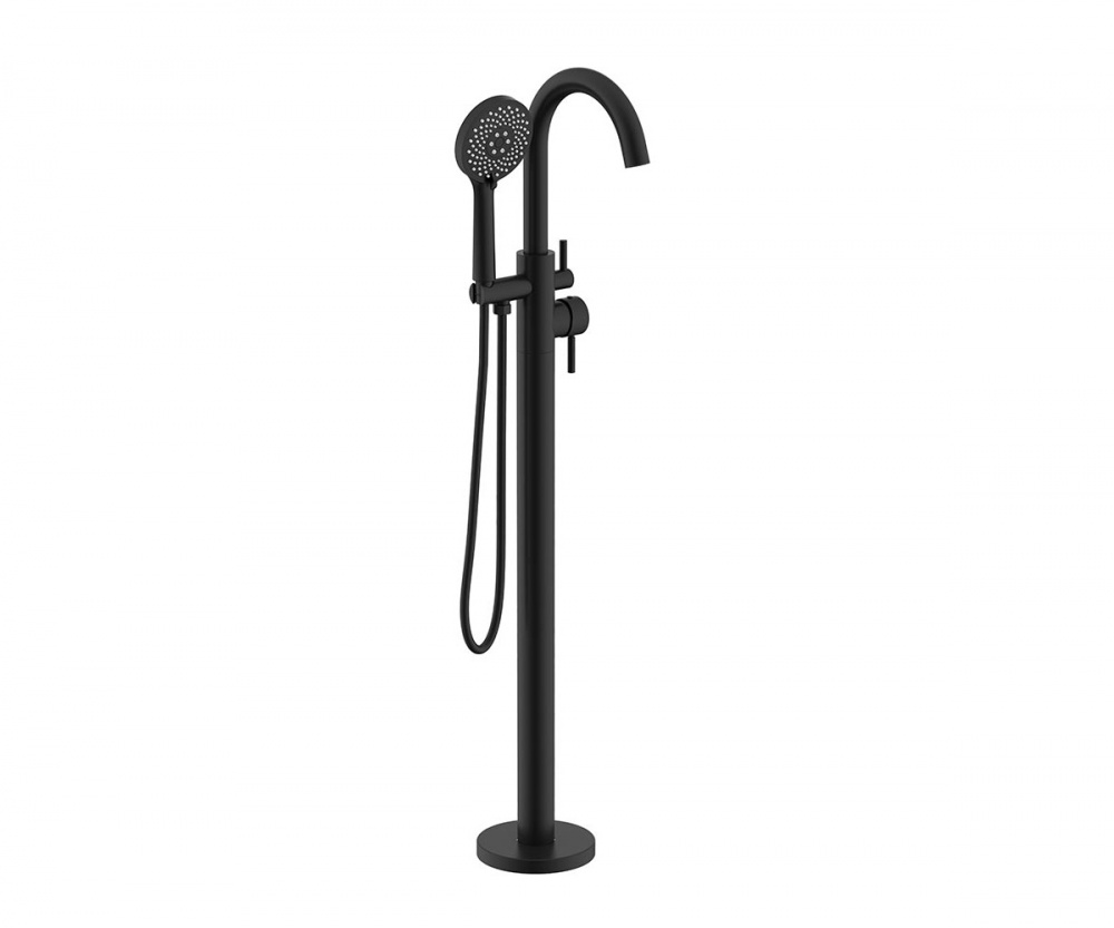 NEMO ROUND Смеситель напольный для ванны с ручным душем, MATTE BLACK арт. 39544