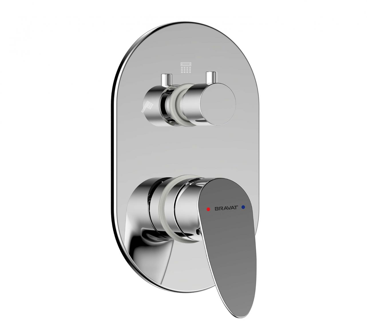 Смеситель для душа встраиваемый на 3 потока Bravat Drop P69190C-RUS, хром арт. 165930