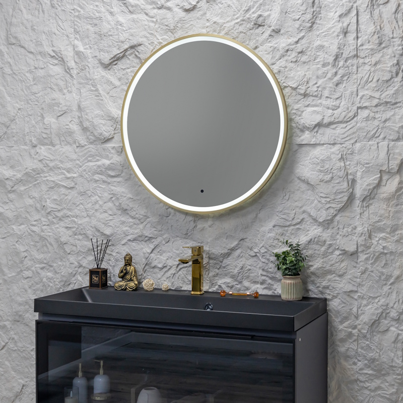 Зеркало Silver Mirrors Делуна/Deluna D800 TX (алюм. профиль, цвет золото, бесконтактный сенсор) арт. 179169