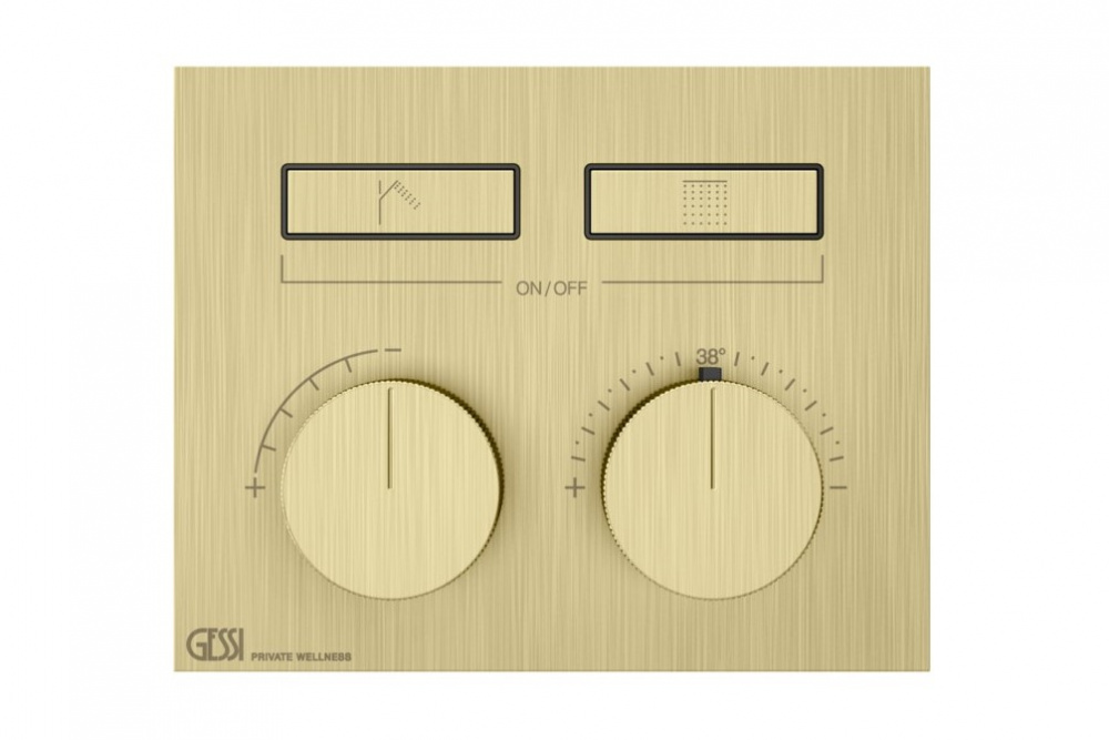 GESSI HI-FI COMPACT Внешняя часть термостата 2 режима, с кнопками вкл/выкл, Brushed Brass PVD арт. 39181