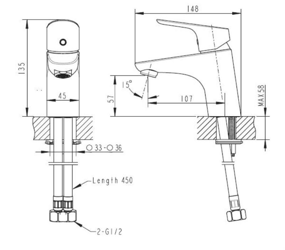 Смеситель для раковины Bravat Drop F14898C-1, хром арт. 163137