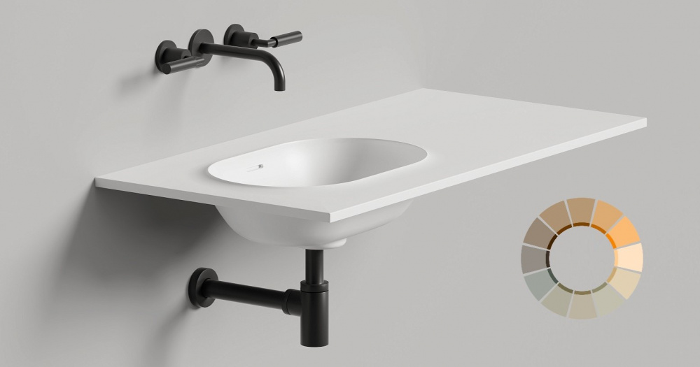 Salini ONDA EDGE OVAL Столешница до 2000х700х10 мм с раковиной 520х360, ДК, S-Stone- RAL матовый арт. 36924