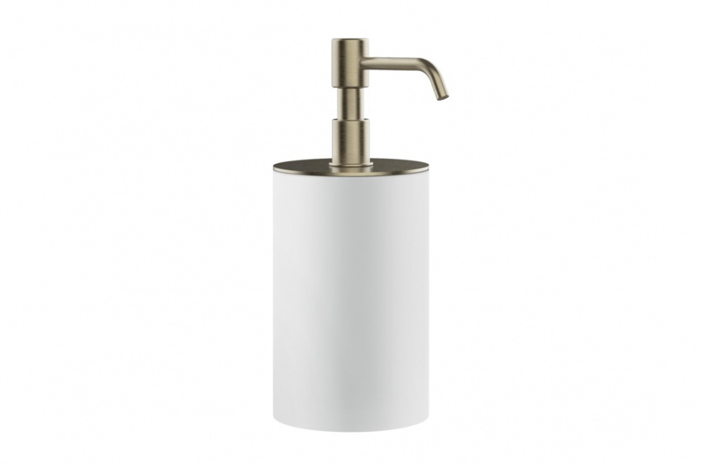 GESSI Дозатор для жидкого мыла настольный, Ø75, H194 мм, белый/Finox Brushed Nickel арт. 30522