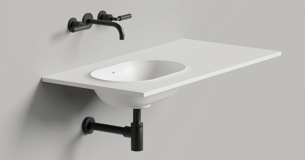 Salini ONDA EDGE OVAL Столешница до 2000х700х10 мм с раковиной 520х360, ДК, S-Stone- белый матовый арт. 36923