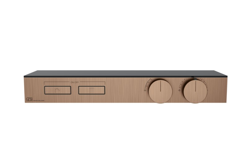 GESSI HI-FI SHELF Внешняя часть термостата с полкой 2 режима, с кнопками, Copper Brushed PVD арт. 38087