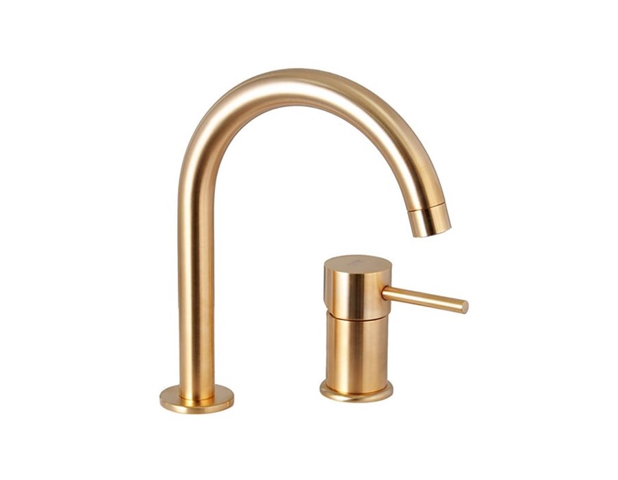 REMER X STYLE Смеситель для раковины на 2 отверстия, без ДК, brushed gold арт. 34993