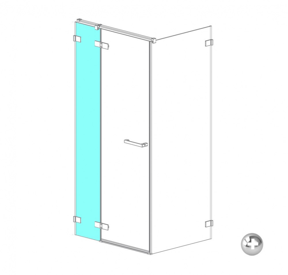 RADAWAY ARTA KDJ II front wall 227 L Неподвижная стенка, H2000 мм, хром+/прозрачное арт. 32771
