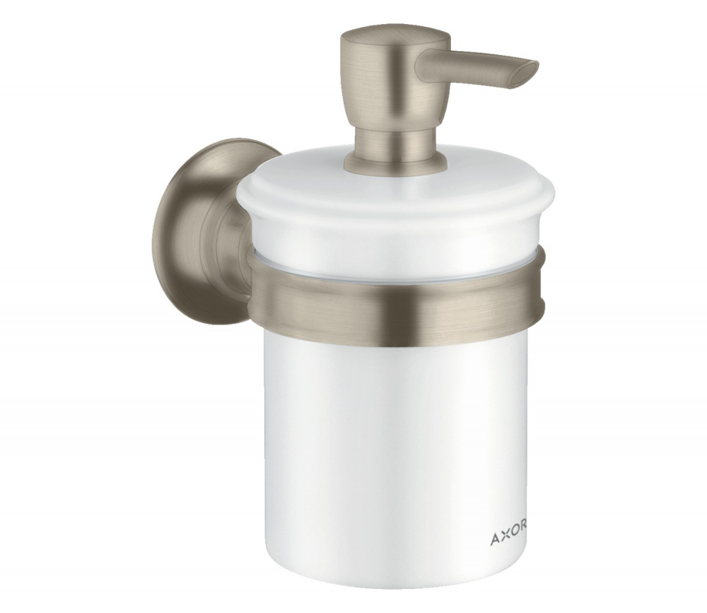 AXOR MONTREUX Дозатор для жидкого мыла, 300 мл, Brushed Nickel/фарфор арт. 30599