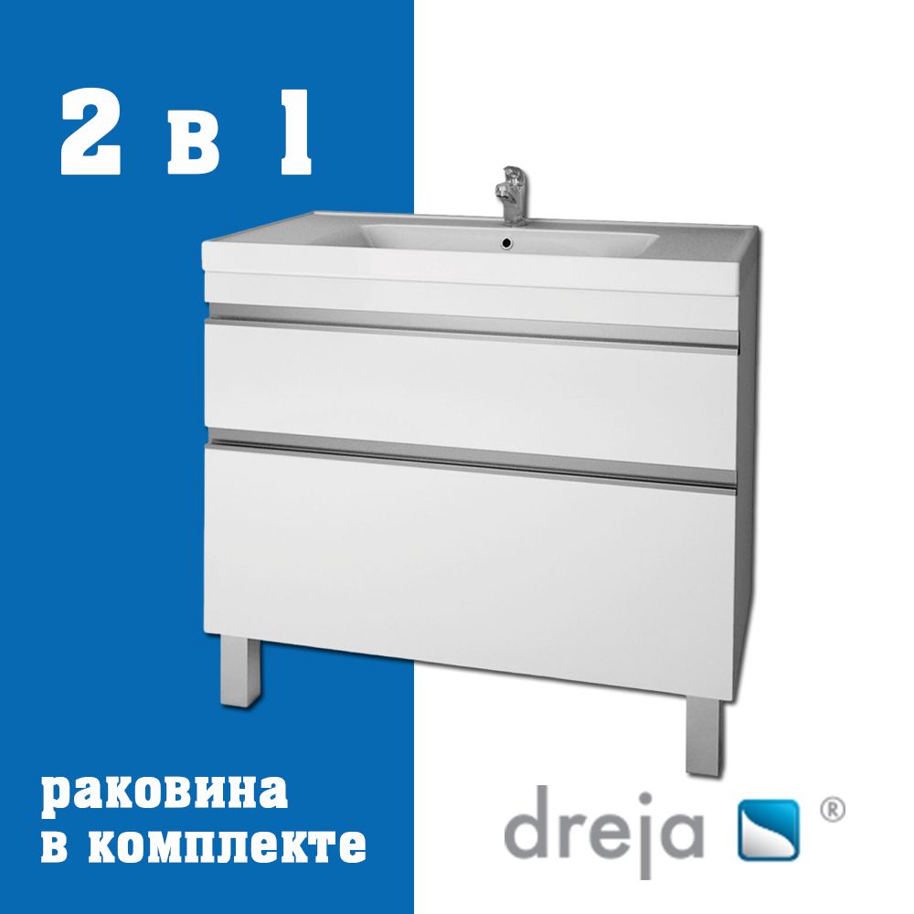 Тумба с раковиной подвесная/напольная Dreja Grace Plus 90 см, белый арт. 177310