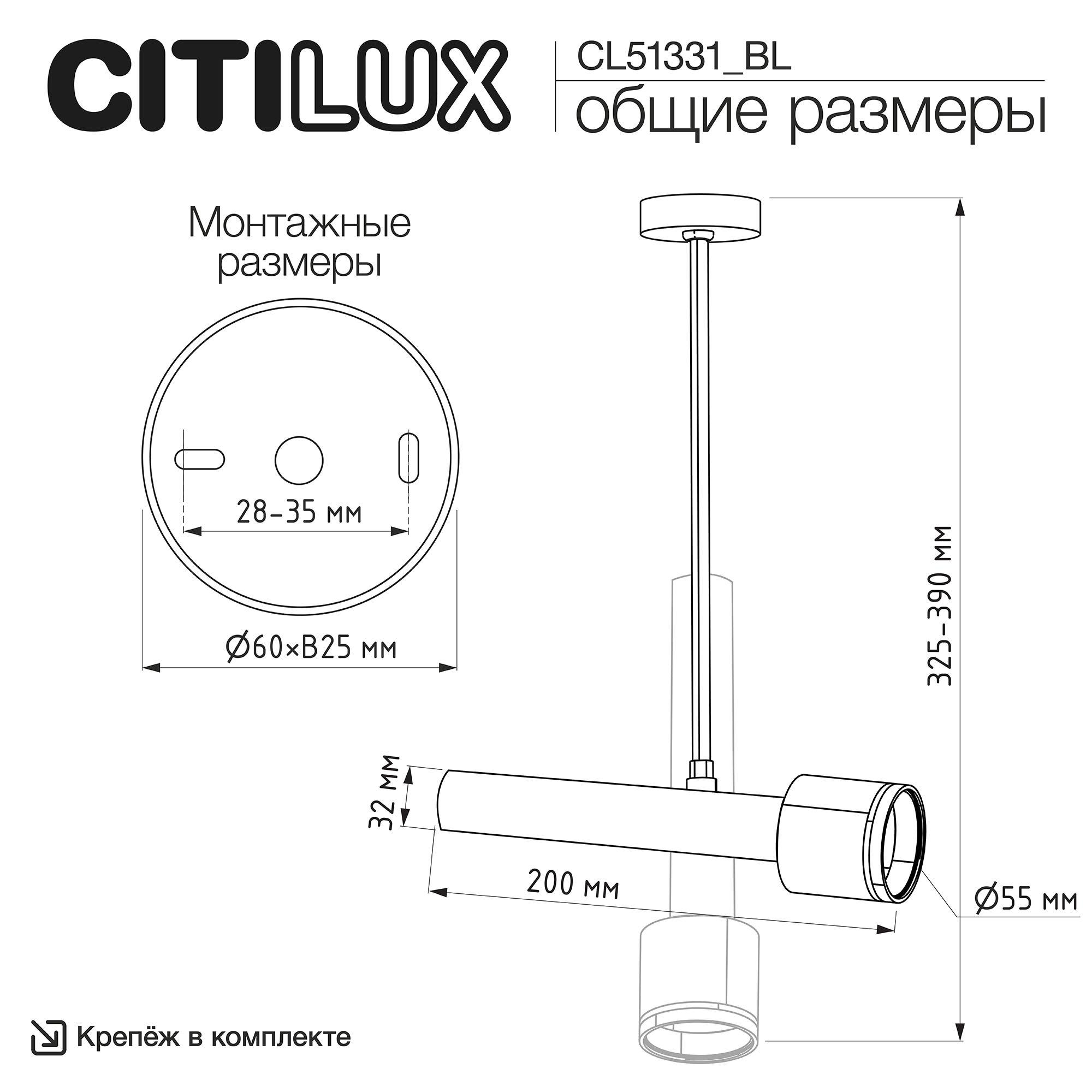 Citilux VEKTOR CL51331_BL Потолочный светильник на штанге Чёрный Спот 30см арт. 209851