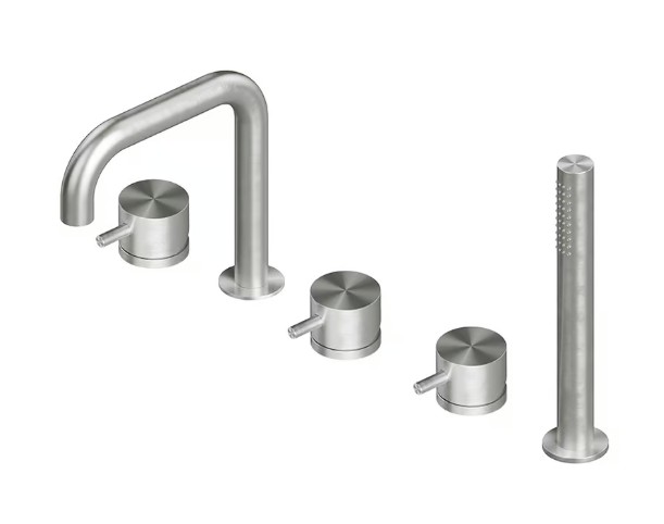 QUADRO DESIGN SOURCE Смеситель на борт ванны на 5 отверстий, Brushed Stainless Steel арт. 40014
