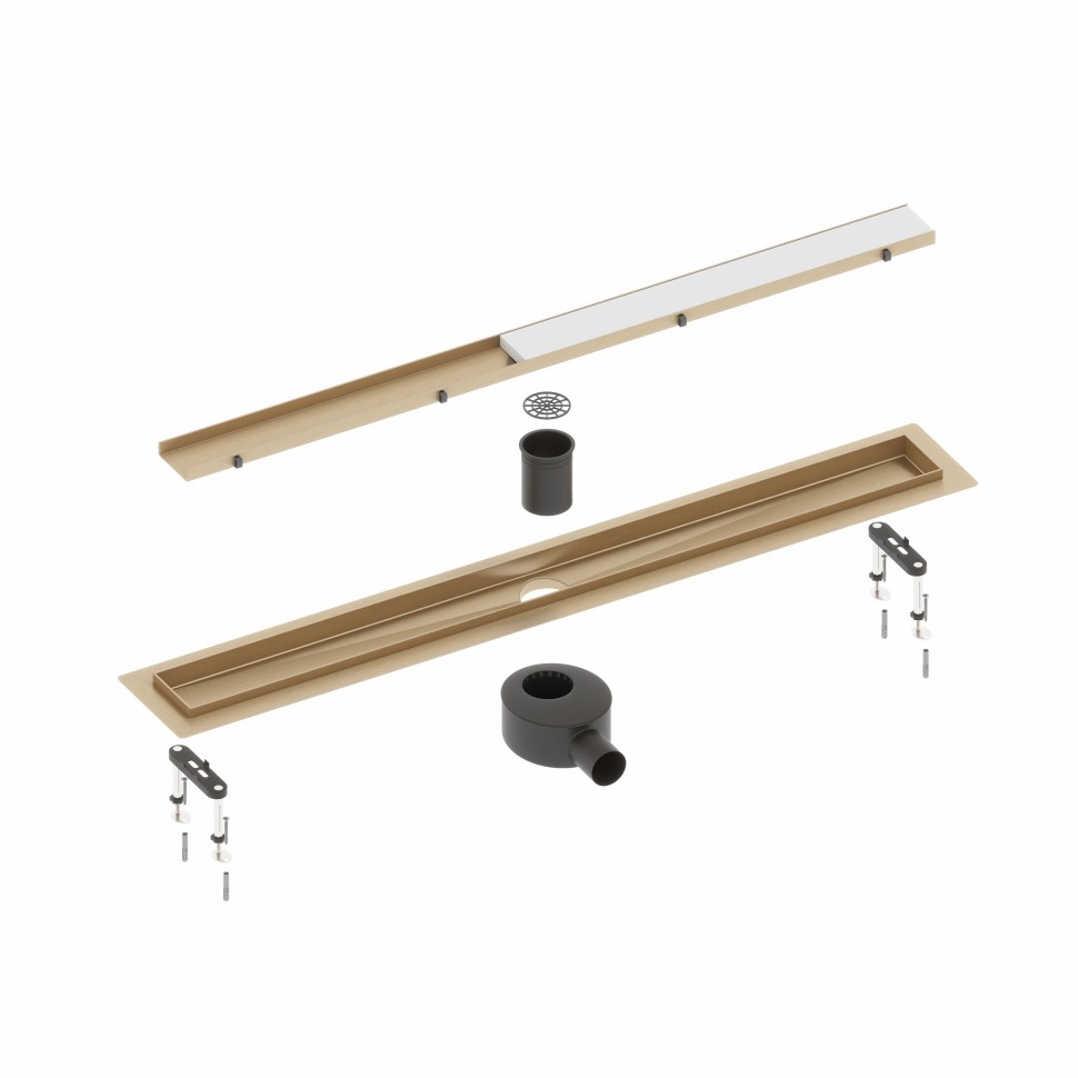 Душевой лоток (двухсторонняя решетка) TIMO Drain System DS230209/17, матовое золото арт. 175896
